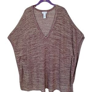 Catherines Textured Brown V-Neck Blouse